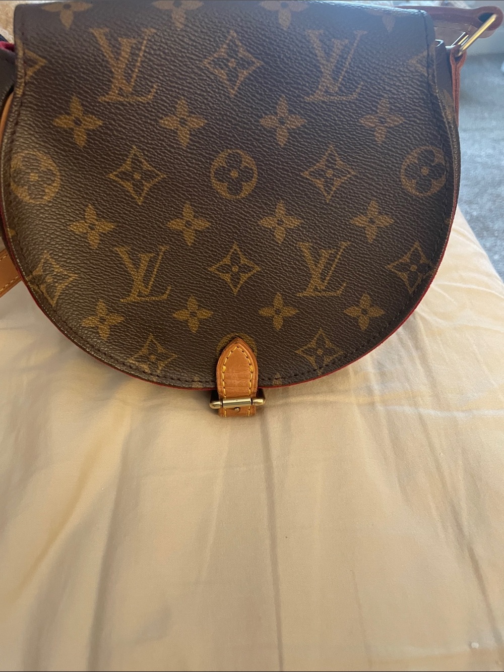 Louis Vuitton Monogram Round Crossbody Bag in Brown and Tan comes with COA .